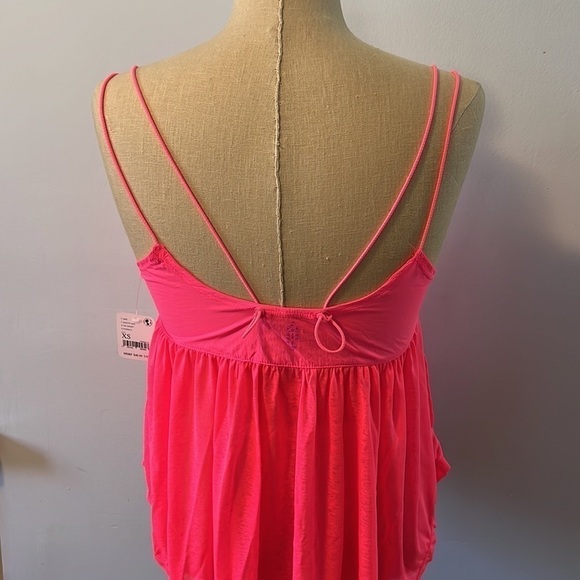 Free People FP Movement New NWT Hot Pink Strappy Top Size XS - Picture 3 of 12